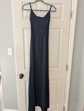 Windsor Navy Lace Bodice Spaghetti Strap Maxi Dress